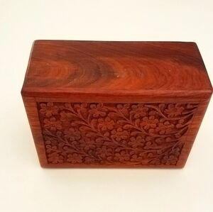 Carved Wooden Jewelry Momentos Box